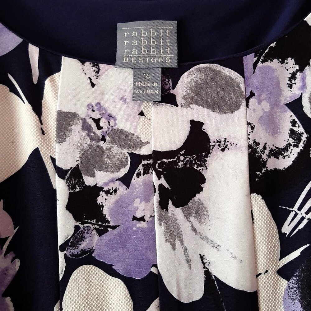 Women Rabbit Rabbit Rabbit Design Floral Dress- Size 14 - Picture 6 of 6
